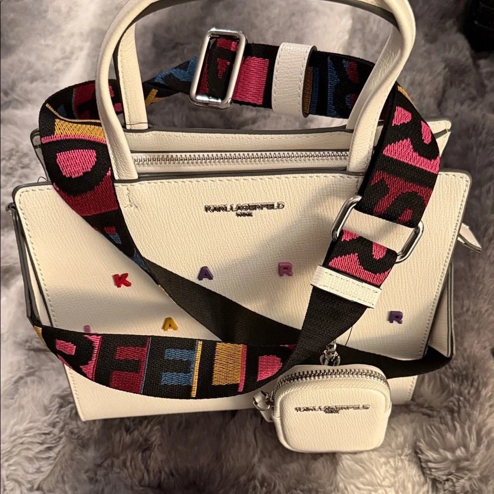 Karl Lagerfeld White Tote with Multicolor Lettering - Picture 7 of 7